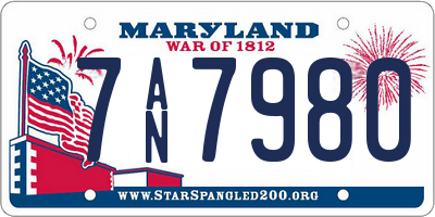 MD license plate 7AN7980