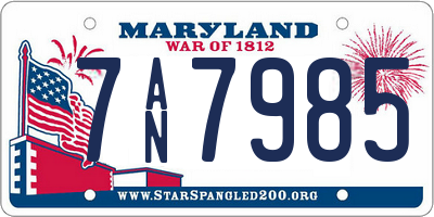 MD license plate 7AN7985
