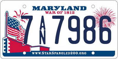 MD license plate 7AN7986