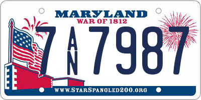 MD license plate 7AN7987