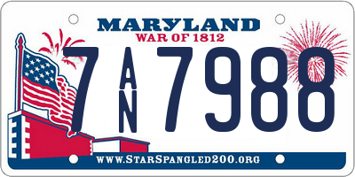 MD license plate 7AN7988