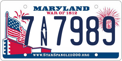 MD license plate 7AN7989