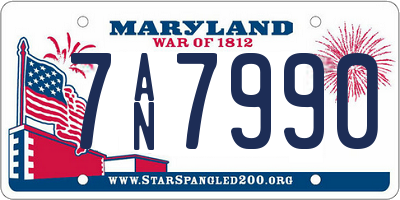 MD license plate 7AN7990