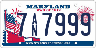 MD license plate 7AN7999