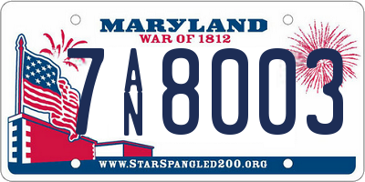 MD license plate 7AN8003