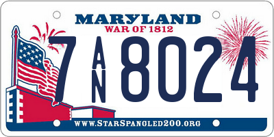 MD license plate 7AN8024