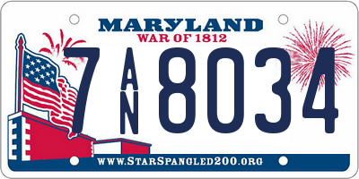 MD license plate 7AN8034
