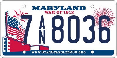 MD license plate 7AN8036