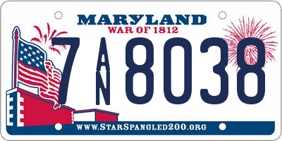 MD license plate 7AN8038