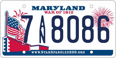 MD license plate 7AN8086