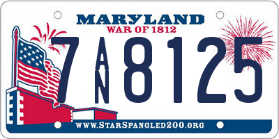 MD license plate 7AN8125