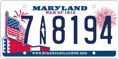 MD license plate 7AN8194