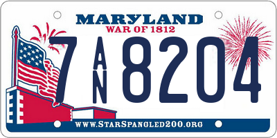 MD license plate 7AN8204