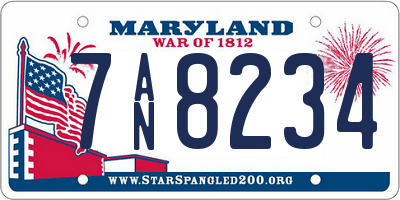 MD license plate 7AN8234