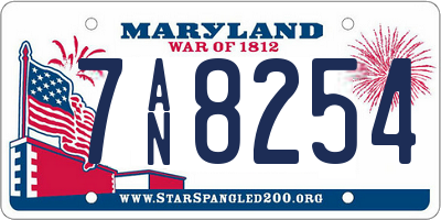 MD license plate 7AN8254