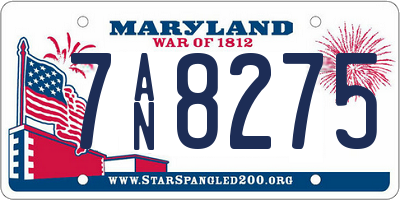 MD license plate 7AN8275