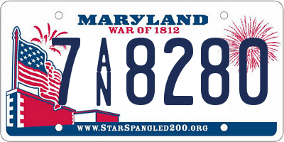 MD license plate 7AN8280