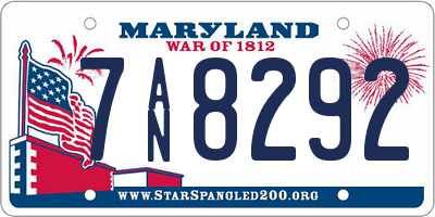 MD license plate 7AN8292