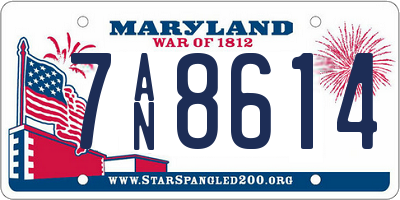 MD license plate 7AN8614