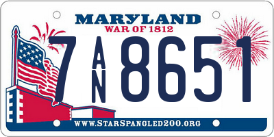 MD license plate 7AN8651