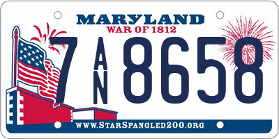 MD license plate 7AN8658