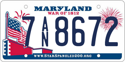 MD license plate 7AN8672