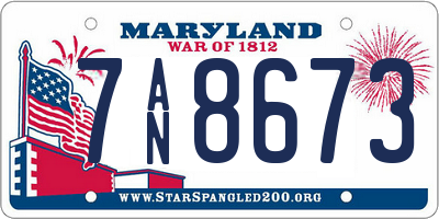 MD license plate 7AN8673