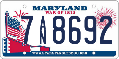 MD license plate 7AN8692