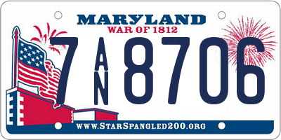 MD license plate 7AN8706