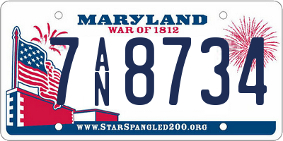 MD license plate 7AN8734
