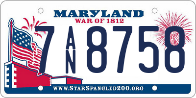 MD license plate 7AN8758