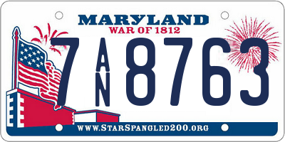 MD license plate 7AN8763
