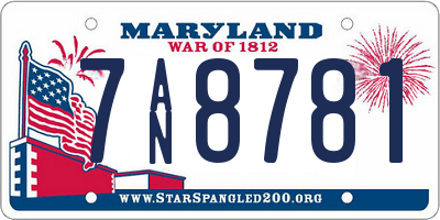 MD license plate 7AN8781
