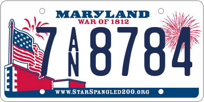 MD license plate 7AN8784
