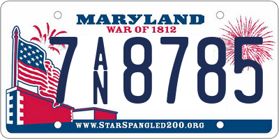 MD license plate 7AN8785