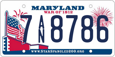 MD license plate 7AN8786