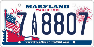 MD license plate 7AN8807