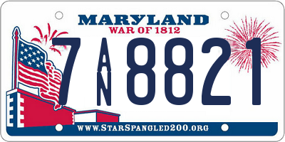 MD license plate 7AN8821
