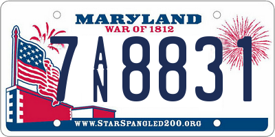 MD license plate 7AN8831
