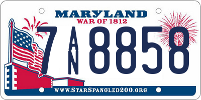 MD license plate 7AN8858