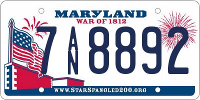 MD license plate 7AN8892