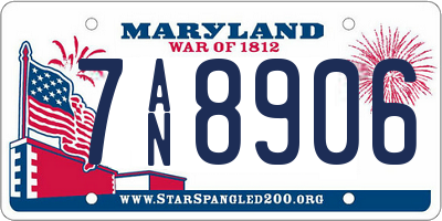 MD license plate 7AN8906