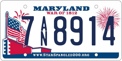 MD license plate 7AN8914
