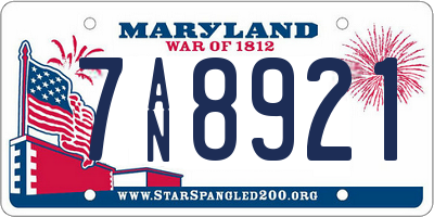 MD license plate 7AN8921