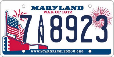 MD license plate 7AN8923