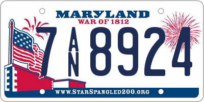 MD license plate 7AN8924