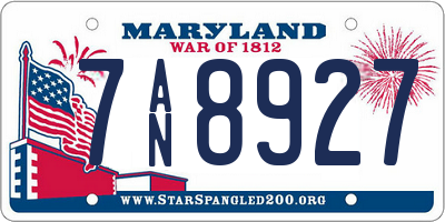 MD license plate 7AN8927