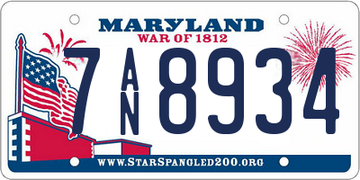MD license plate 7AN8934