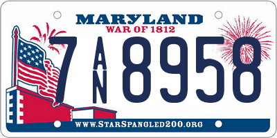 MD license plate 7AN8958