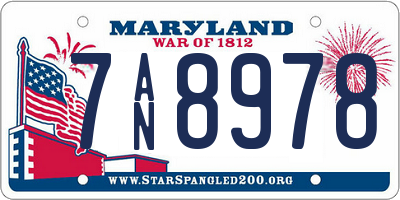 MD license plate 7AN8978